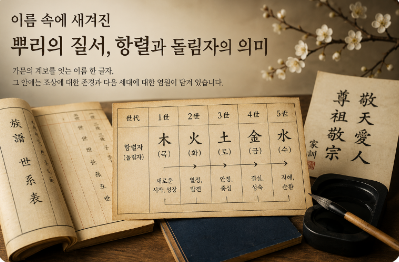 이름 속에 새겨진 뿌리의 질서, 항렬(行列)과 돌림자의 의미